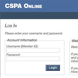 CSPA member login box